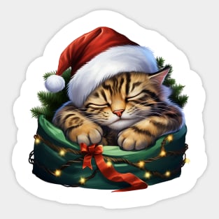 Lazy Bengal Cat At Christmas Sticker